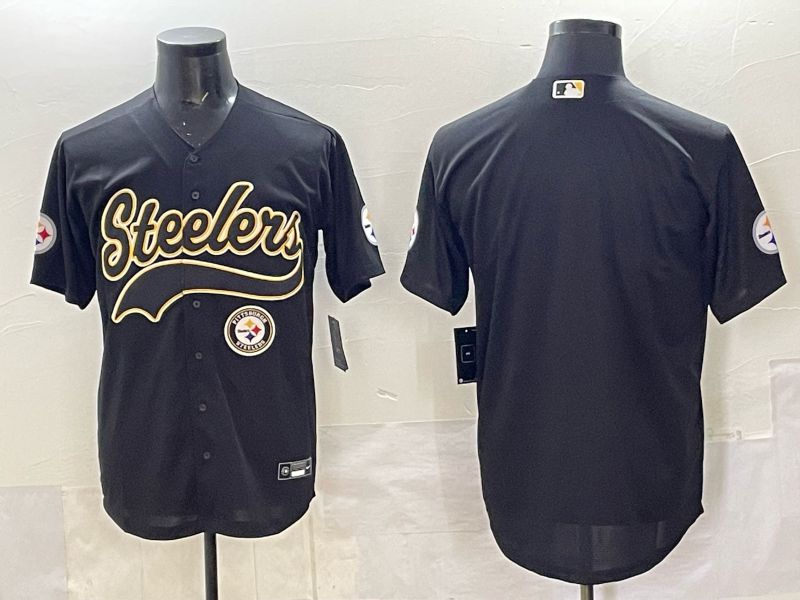 Men 2025 Nike Pittsburgh Steelers Blank Black Joint Name  Limited NFL Jersey style 041